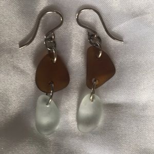 Hawaiian authentic sea glass dangle earrings